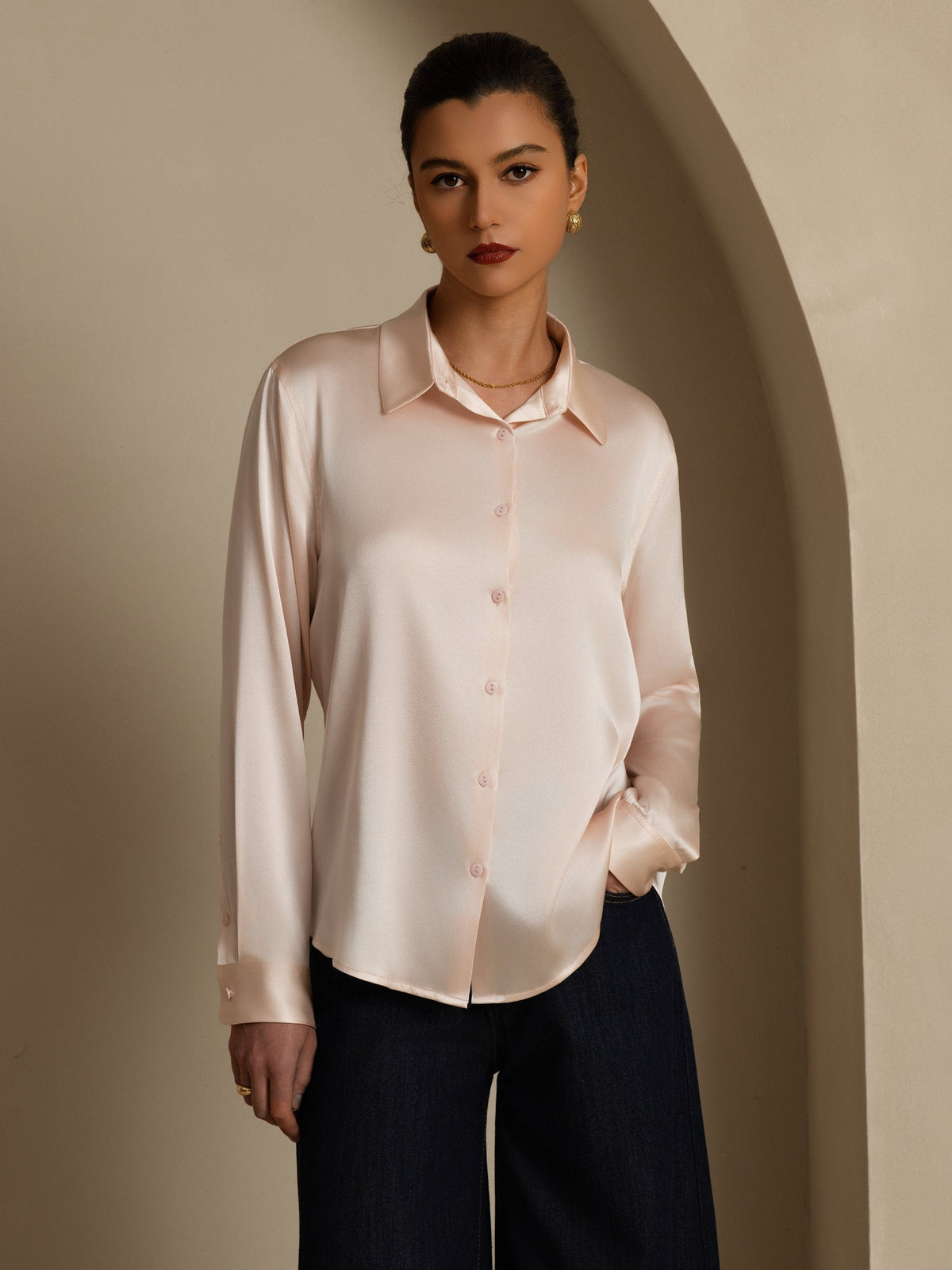 Camisa básica de seda