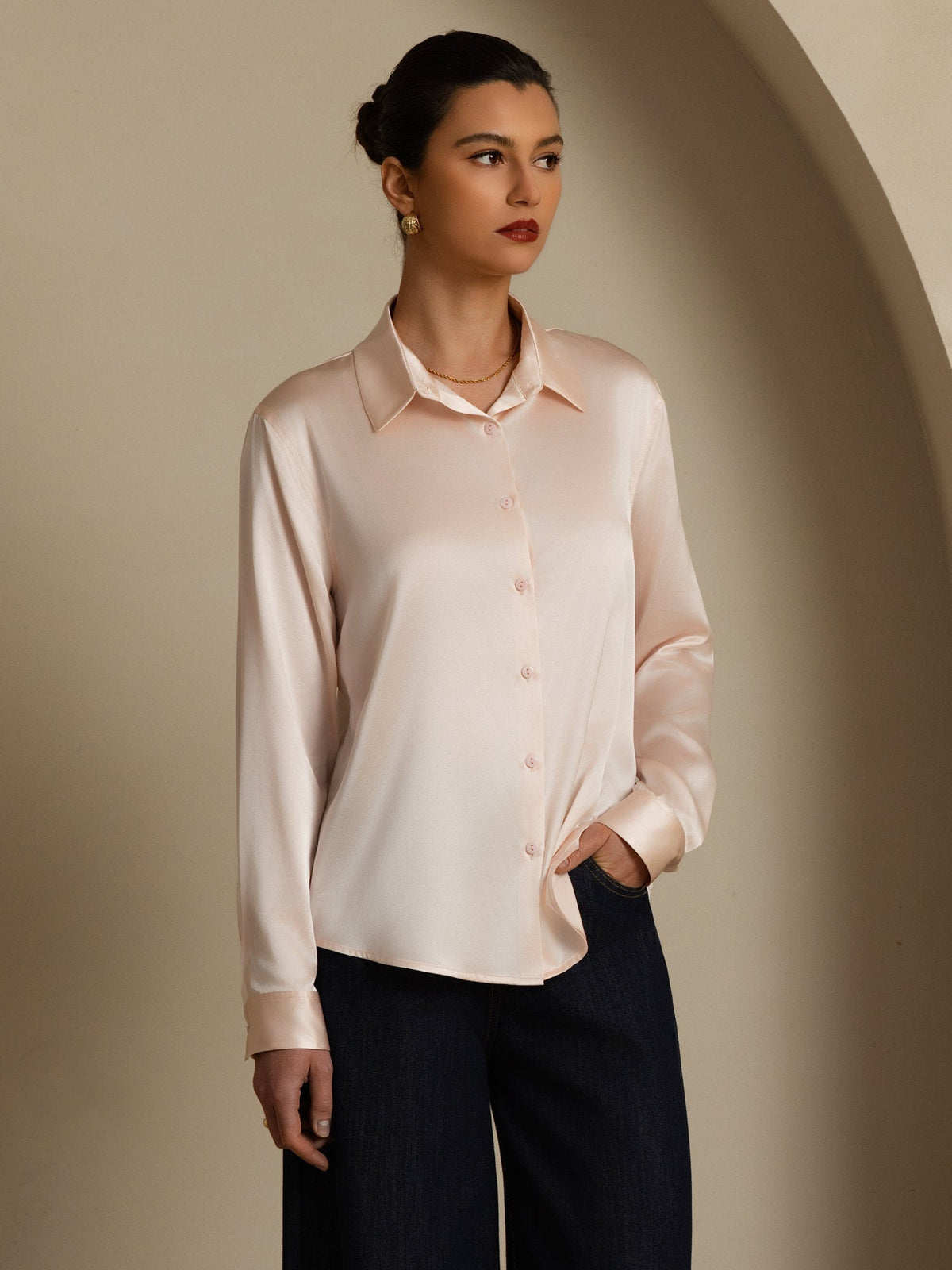 Camisa básica de seda
