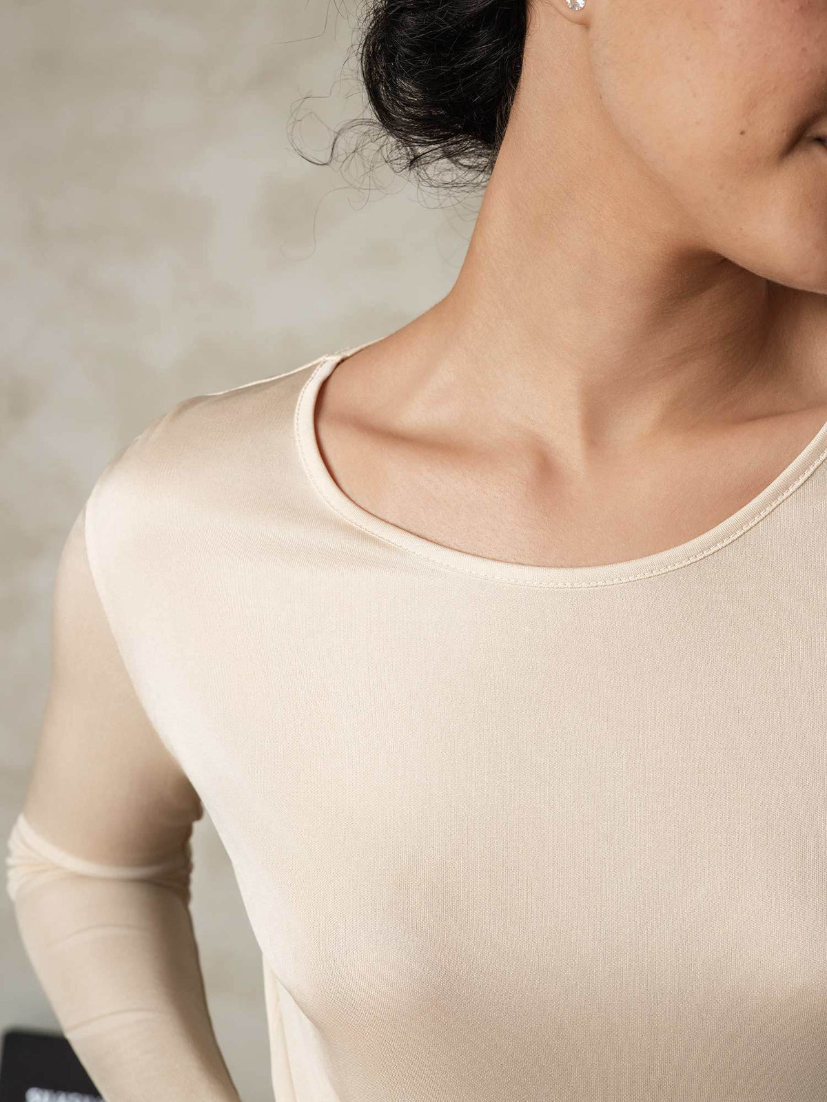 Ropa Interior De Mujer De Manga Larga De Jersey De Seda