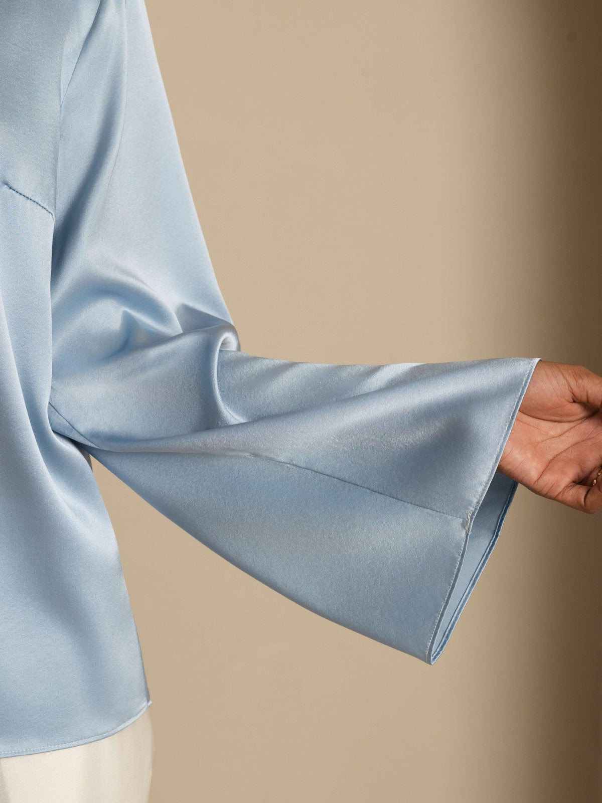 19Momme Seda Relajada Manga Larga Blusa