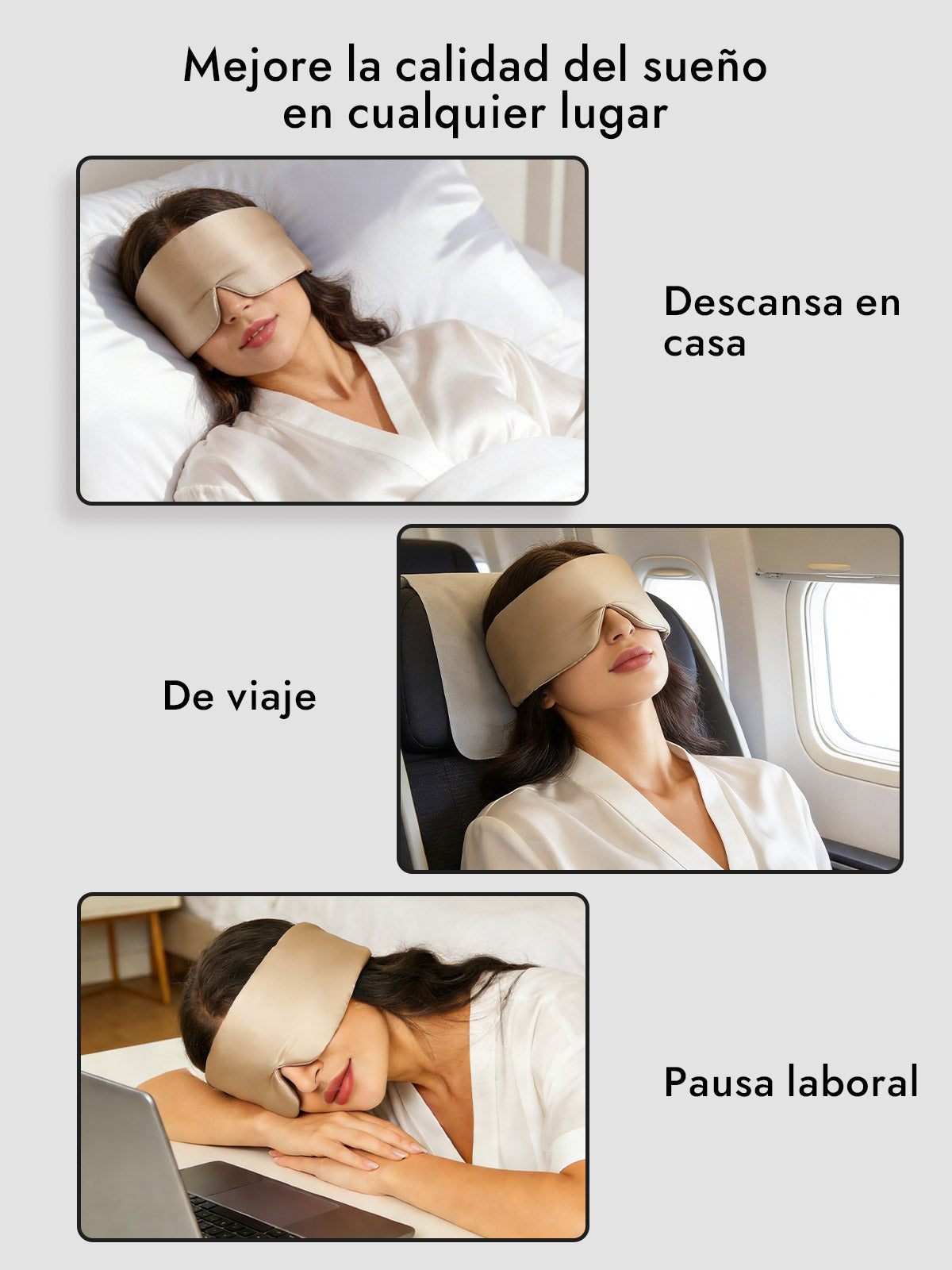 Elegante antifaz para dormir de seda de una pieza