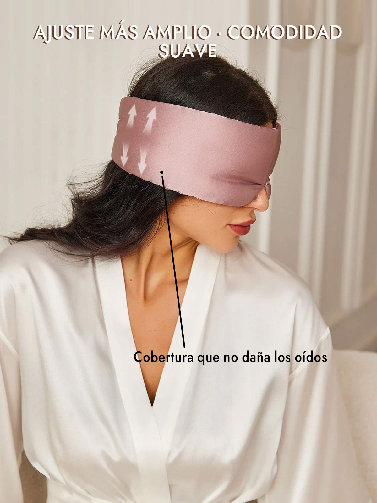 Elegante antifaz para dormir de seda de una pieza
