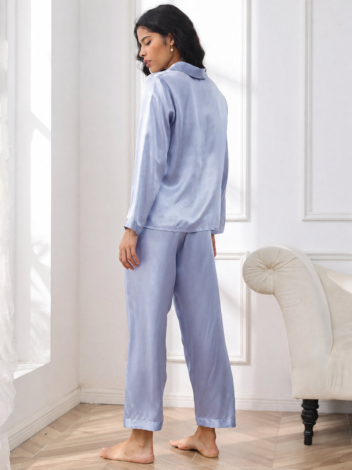 Seda Pura Button Up Pijamas de mujer
