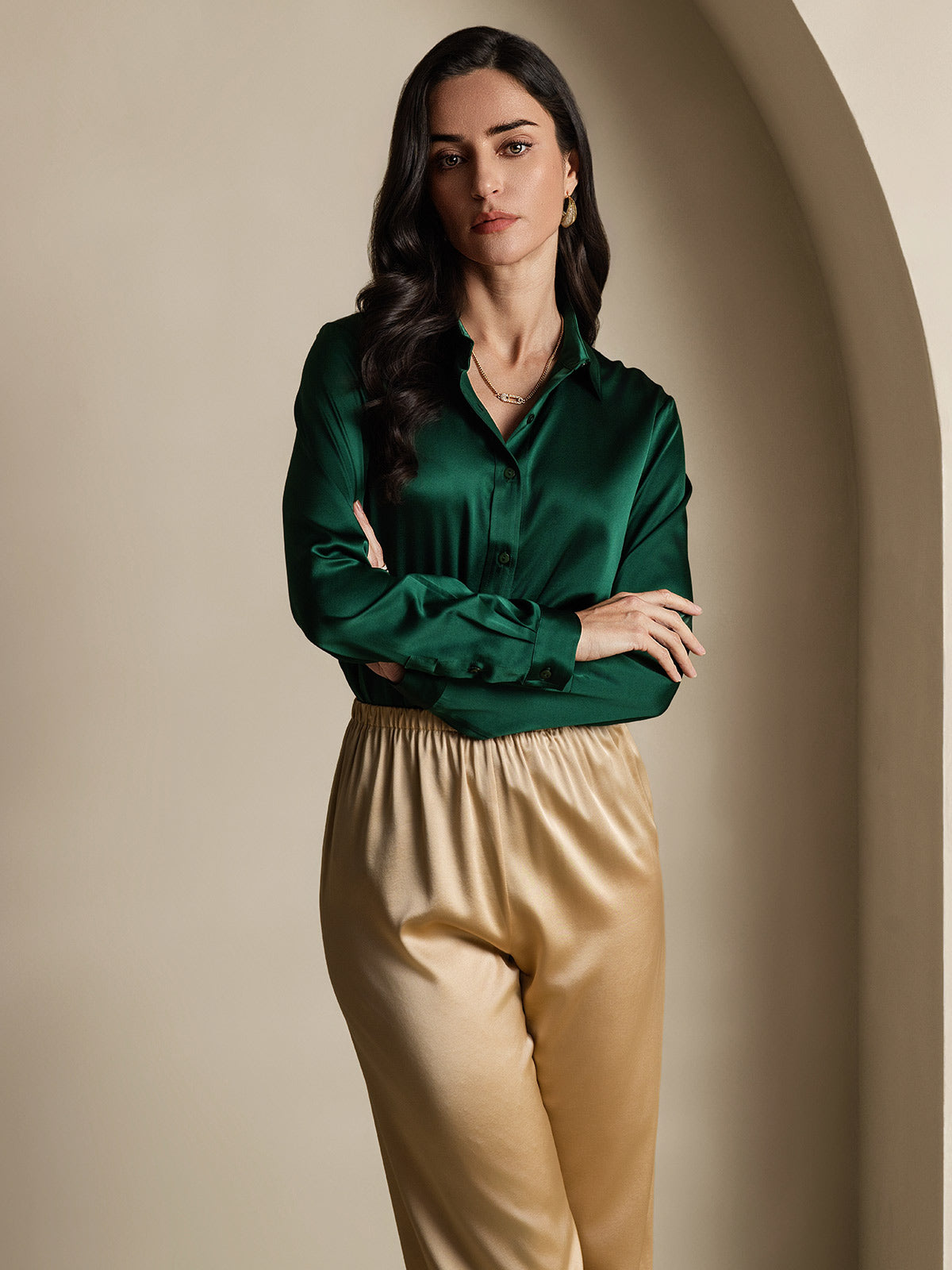 19 Momme Camisa Básica De Seda A La Moda