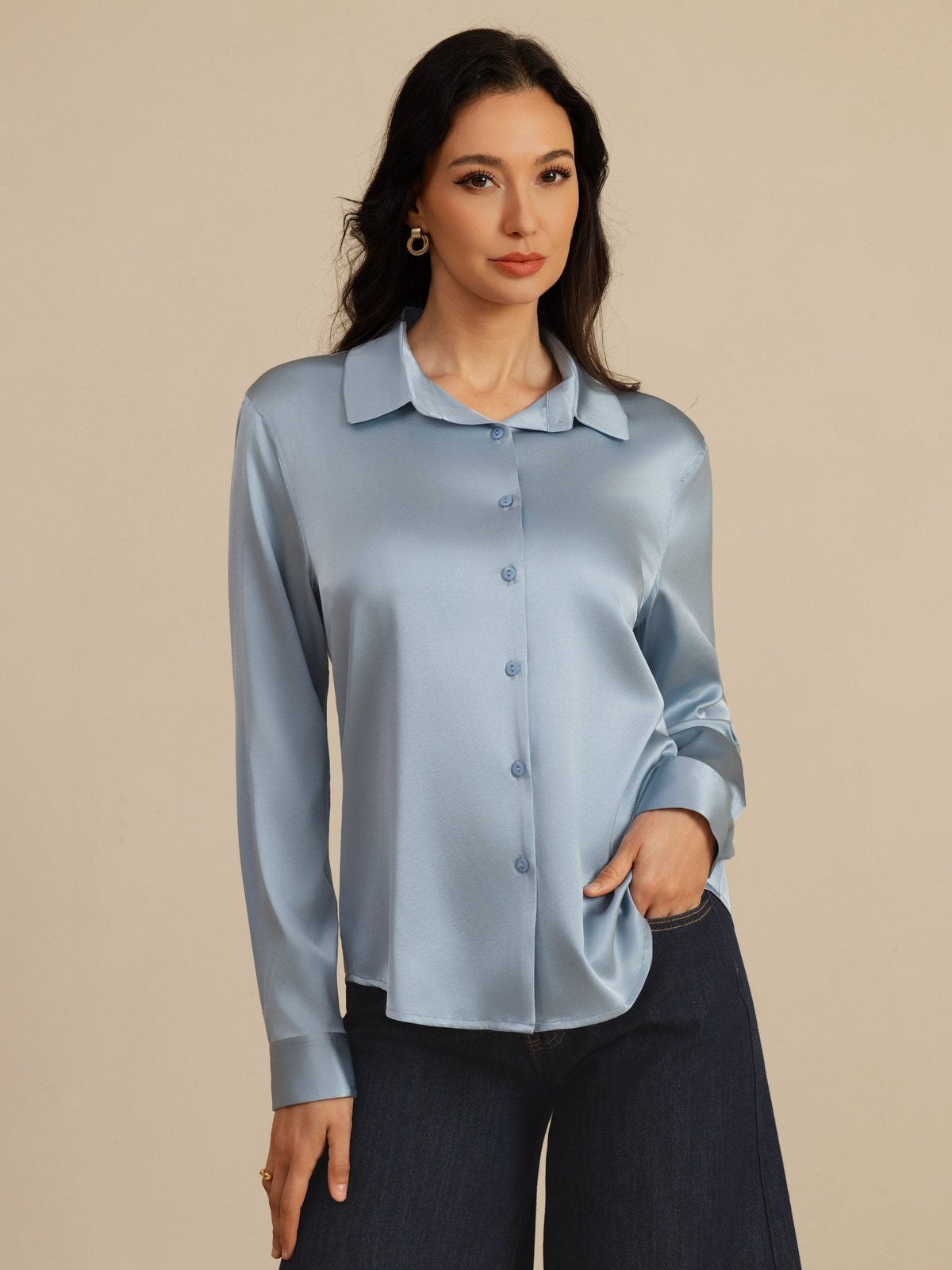 Camisa básica de seda