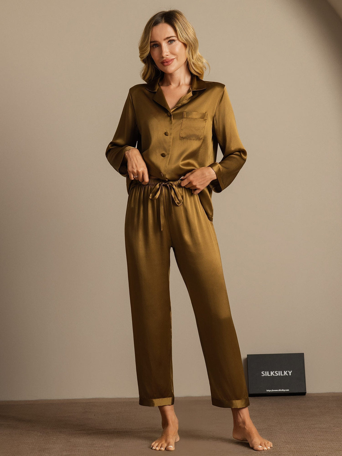 Seda Pura Button Up Pijamas de mujer