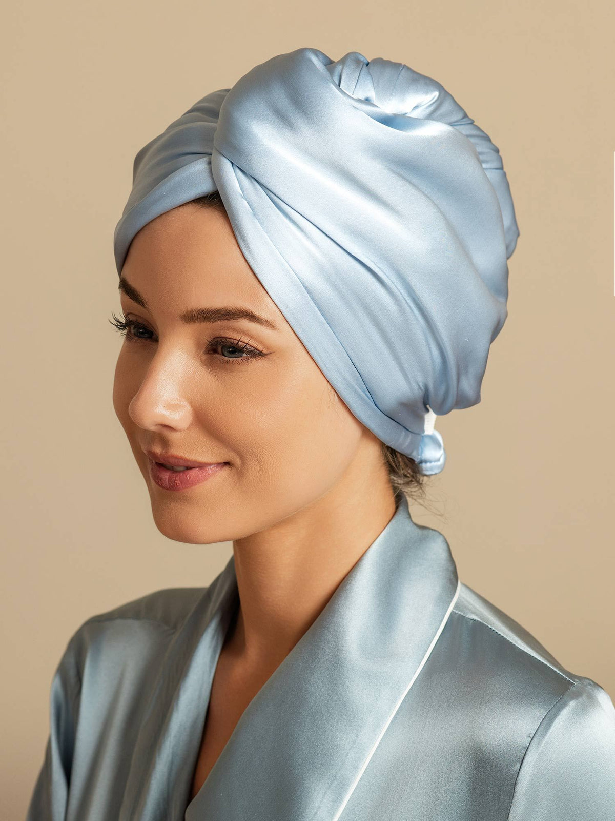 100% Seda de Mora Toalla Turbante Bifásica para el Cabello – Secado Rápido, Anti-Frizz & Suave con el Cabello