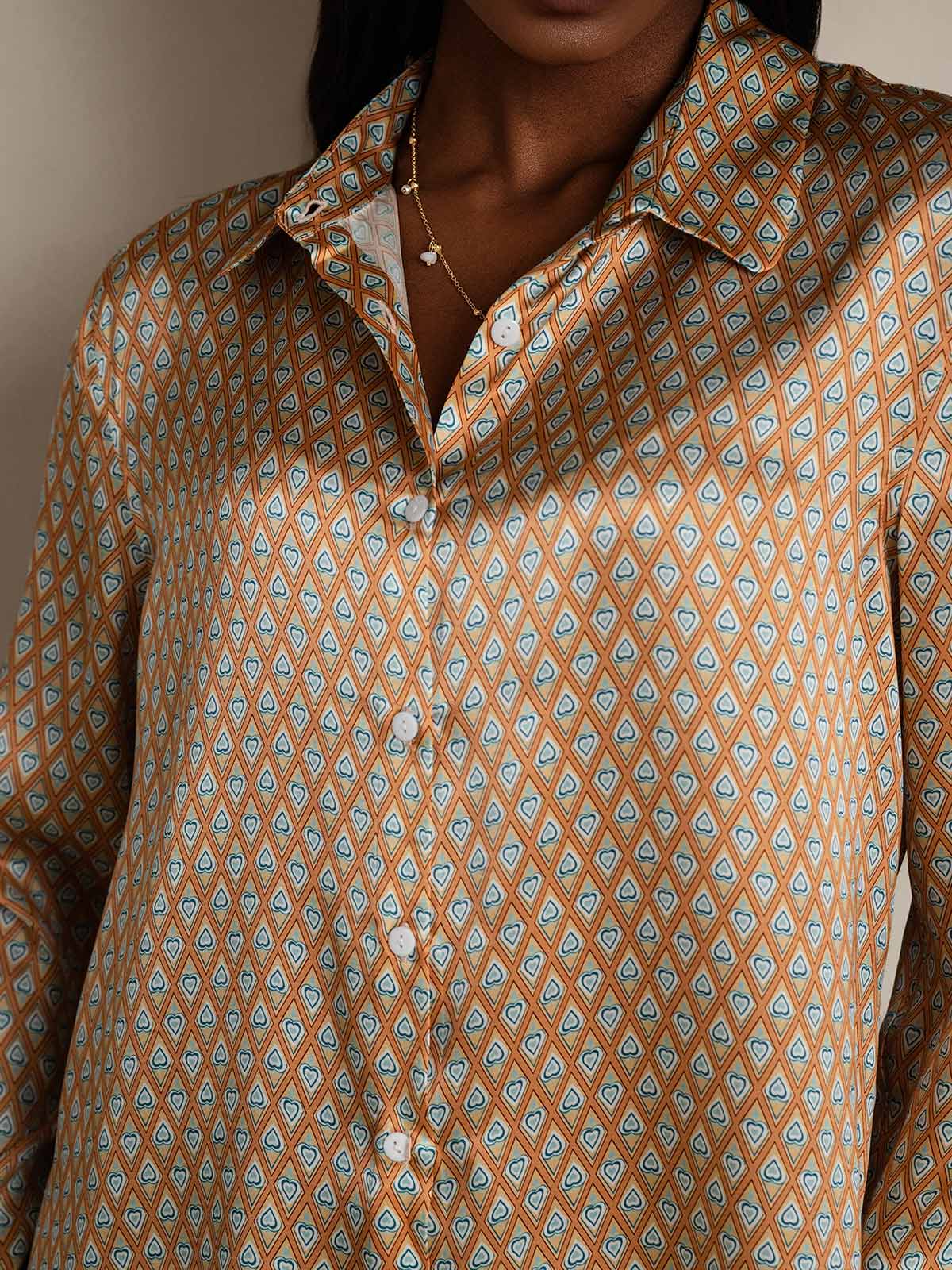 19Momme Aurora Cruz Seda con Cuello Básica  Camisa
