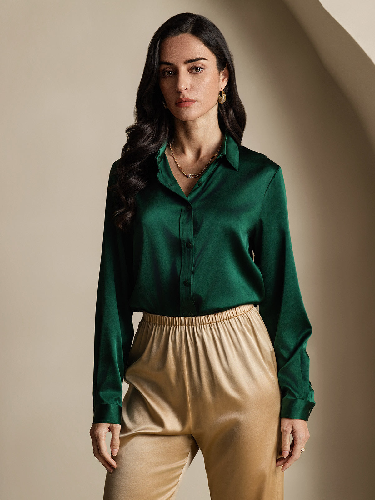 19 Momme Camisa Básica De Seda A La Moda