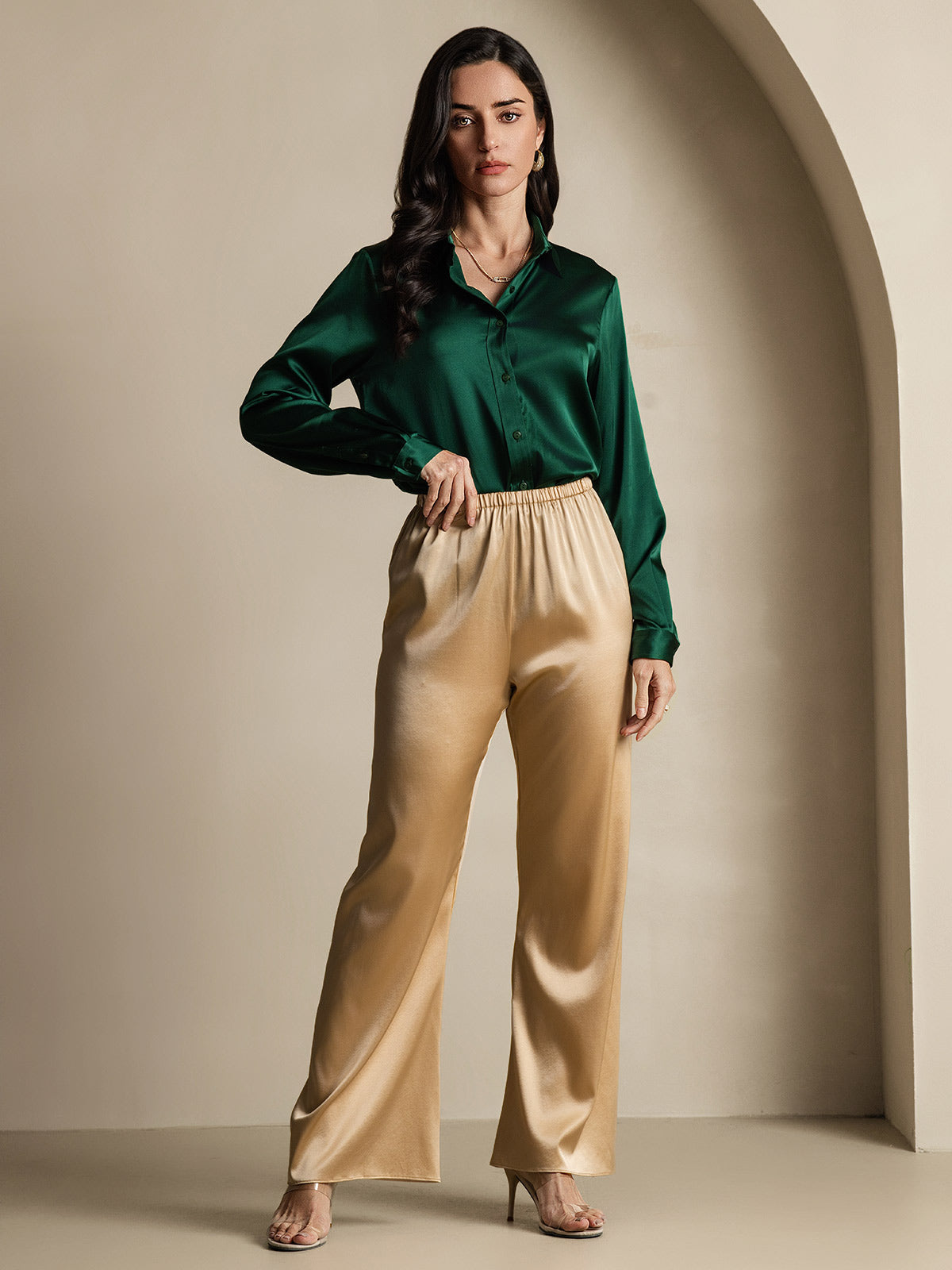 19 Momme Camisa Básica De Seda A La Moda