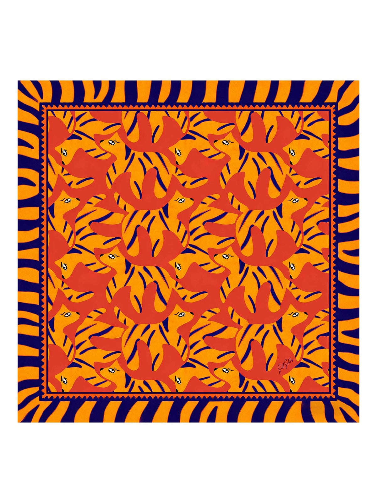 Pañuelo De Seda De Morera 100 Por Ciento Con Estampado De Perro Tamaño 90 x 90 cm