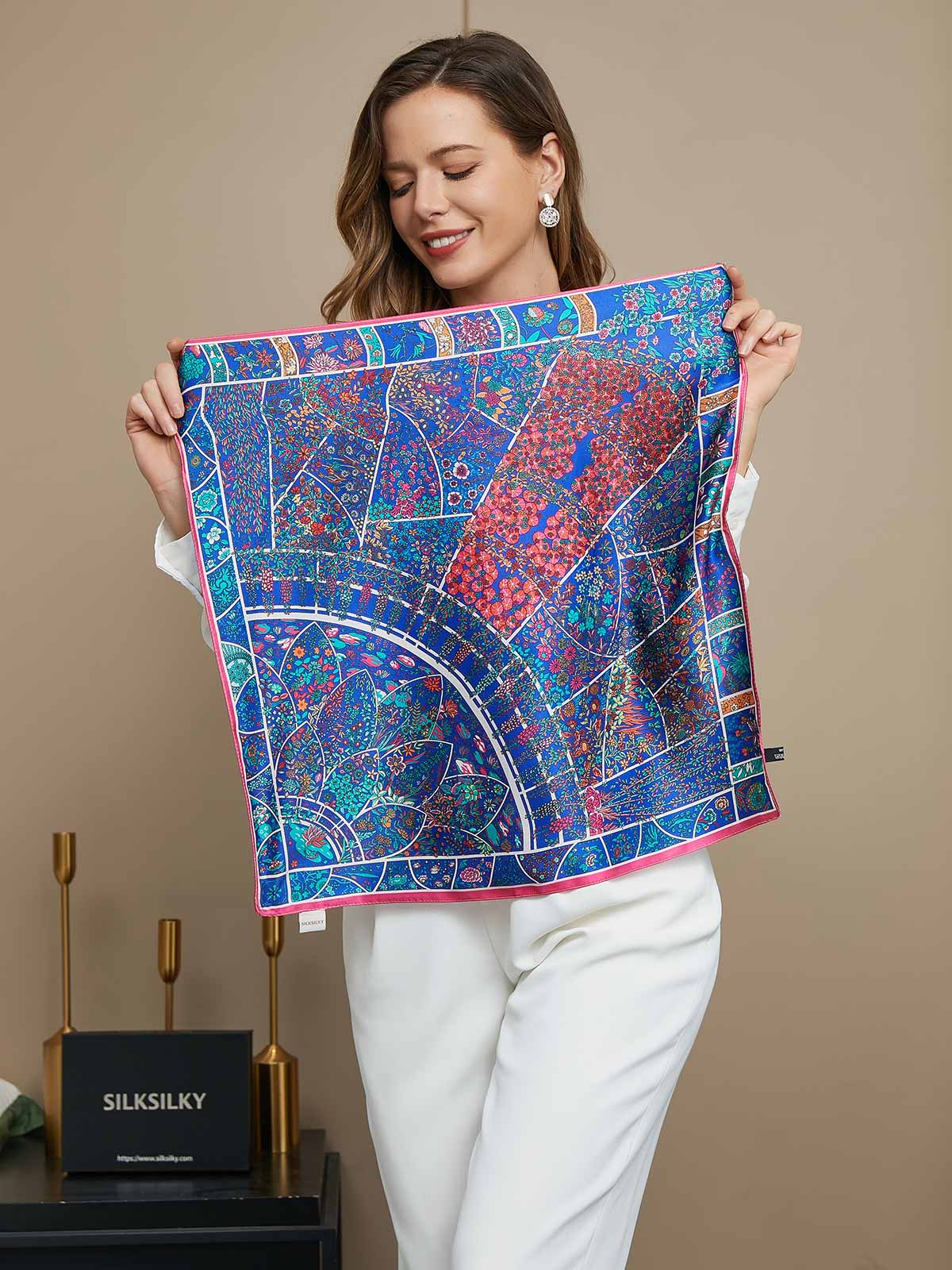 Pañuelo Estampado Floral 100% Seda Morera 53x53cm