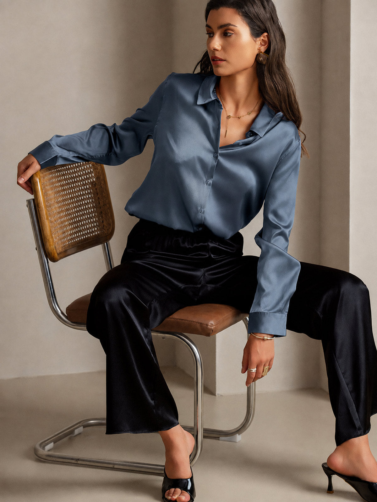 Camisa básica de seda