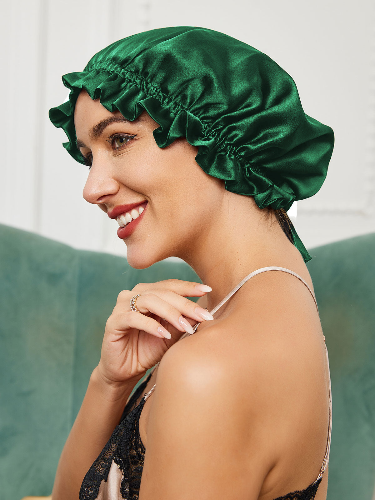 Gorro de doble capa de seda pura con cinta