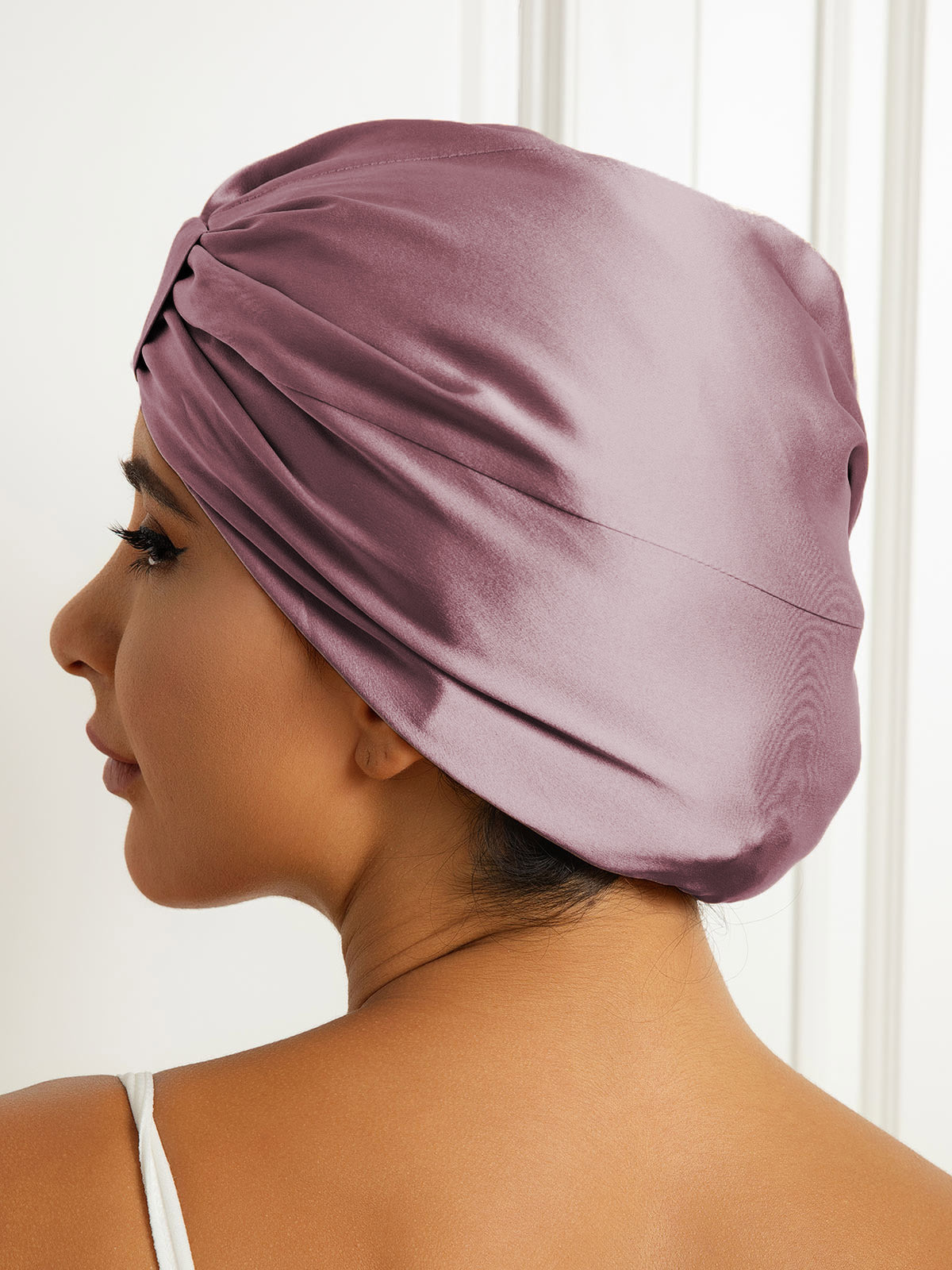 Gorro turbante de noche de doble capa de seda pura