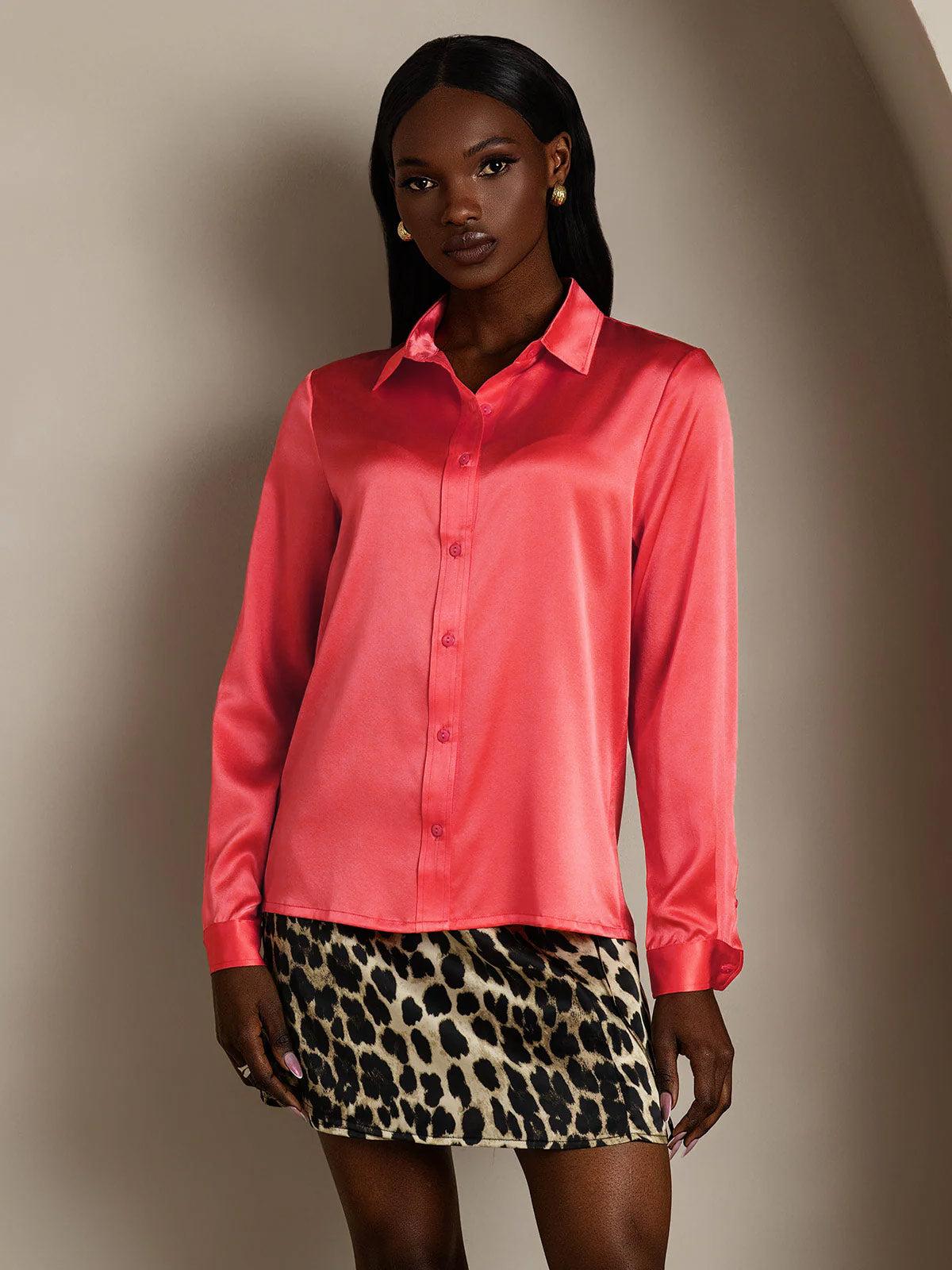 19 Momme Camisa Básica De Seda A La Moda