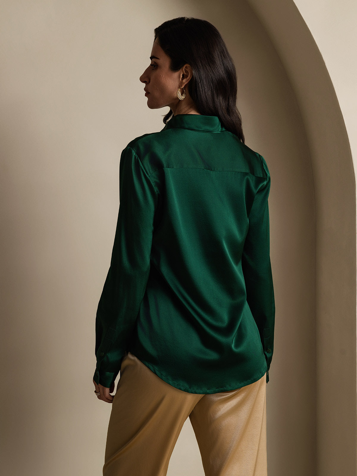 19 Momme Camisa Básica De Seda A La Moda