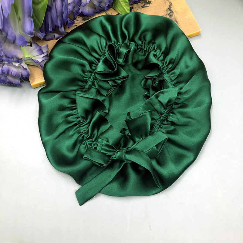 Gorro de doble capa de seda pura con cinta