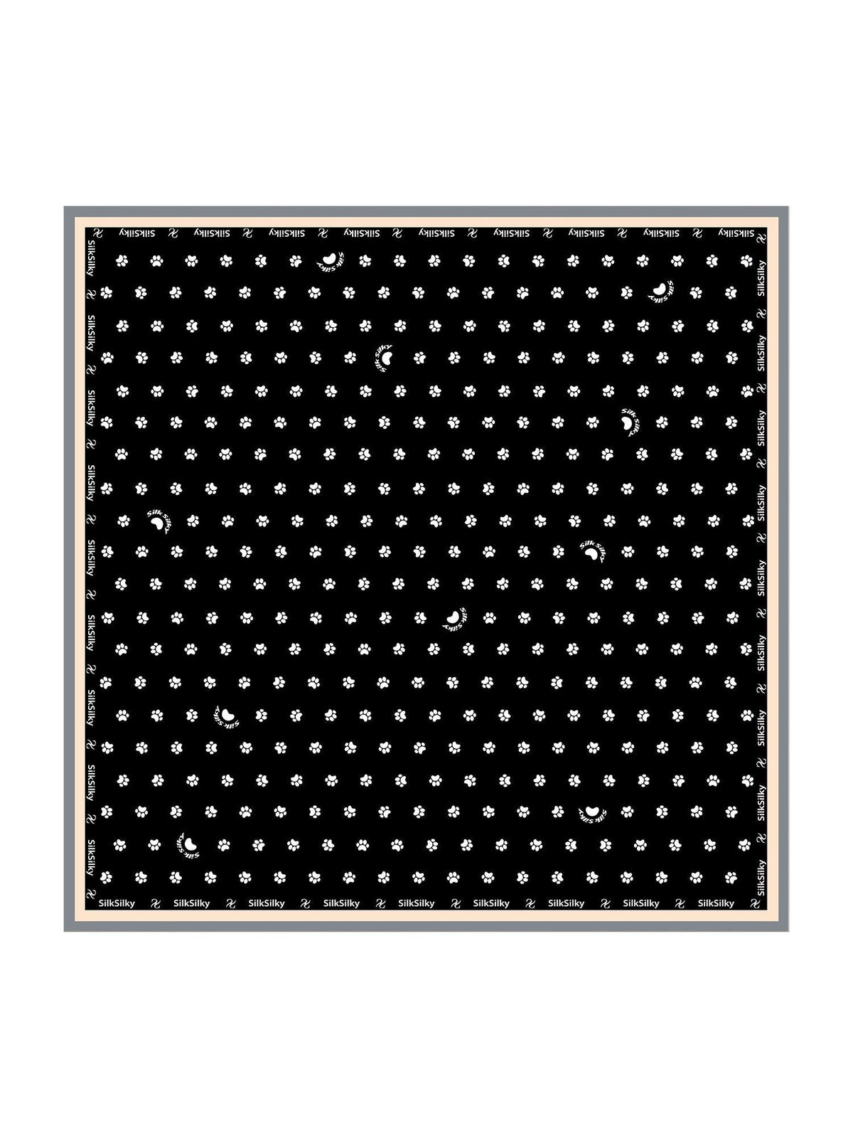 Pañuelo Cuadrado de Seda Pura con Huella de Pata - Tamaño 90x90cm