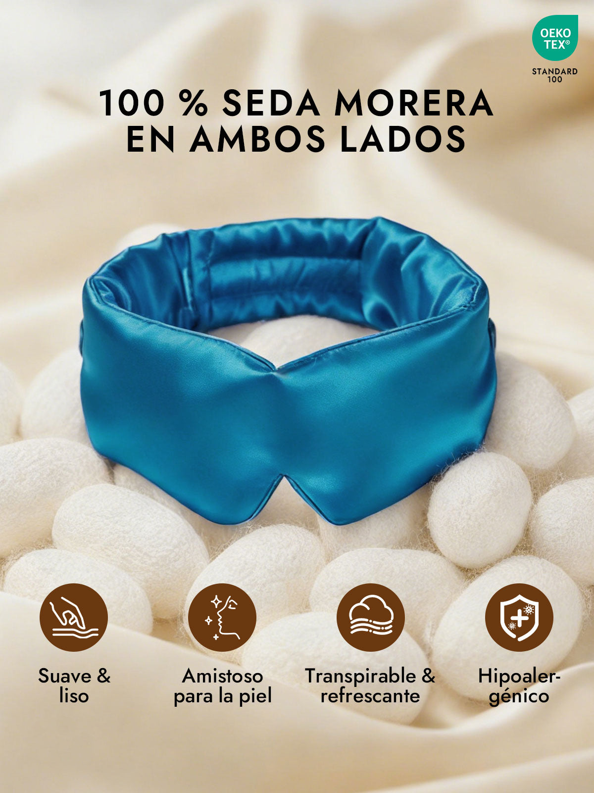 Elegante antifaz para dormir de seda de una pieza