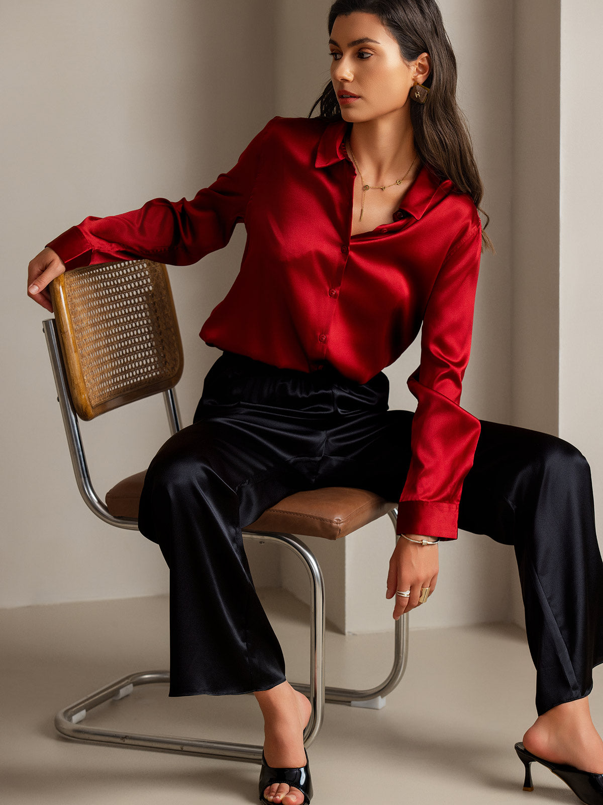 Camisa básica de seda
