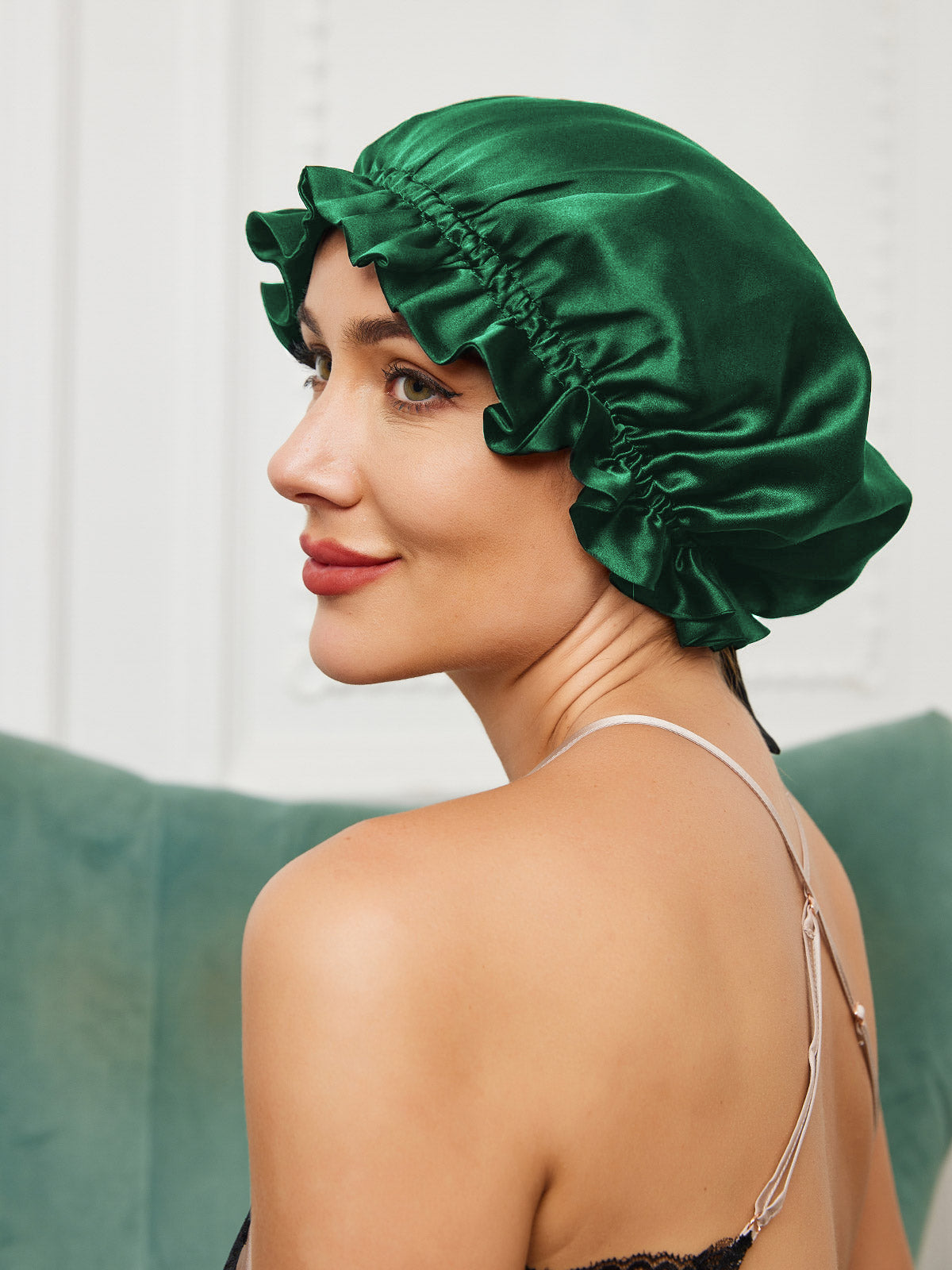 Gorro de doble capa de seda pura con cinta