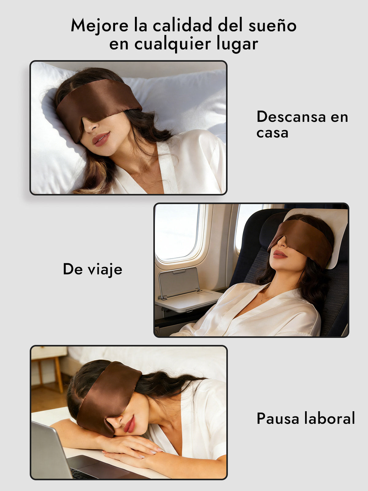 Elegante antifaz para dormir de seda de una pieza