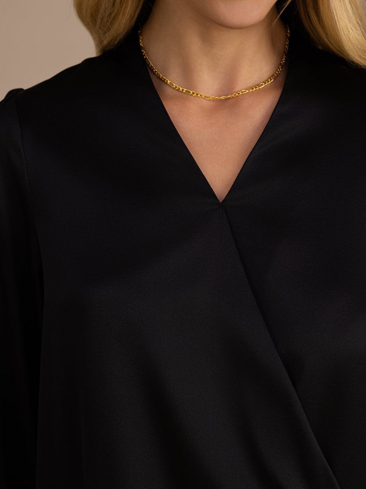 Blusa De Seda Mujer 19 Momme Con Escote Cruzado Y Manga Larga