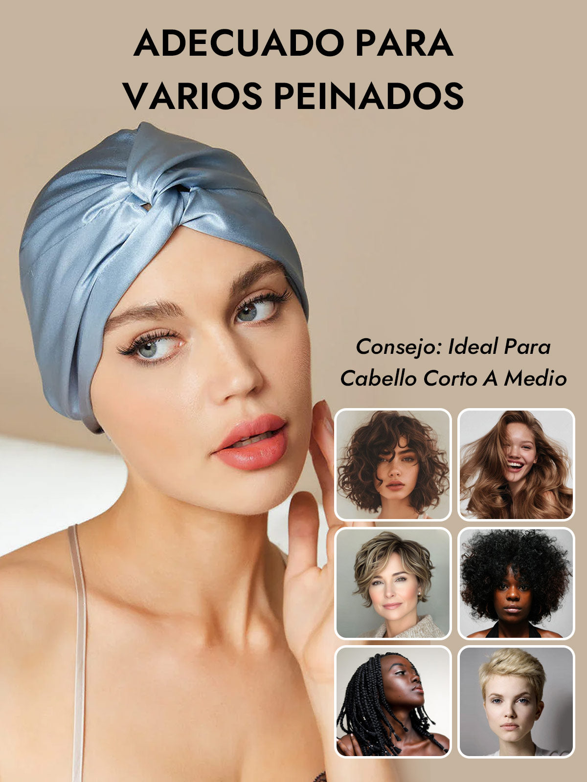 Gorro De Pura Seda Con Nudo Frontal