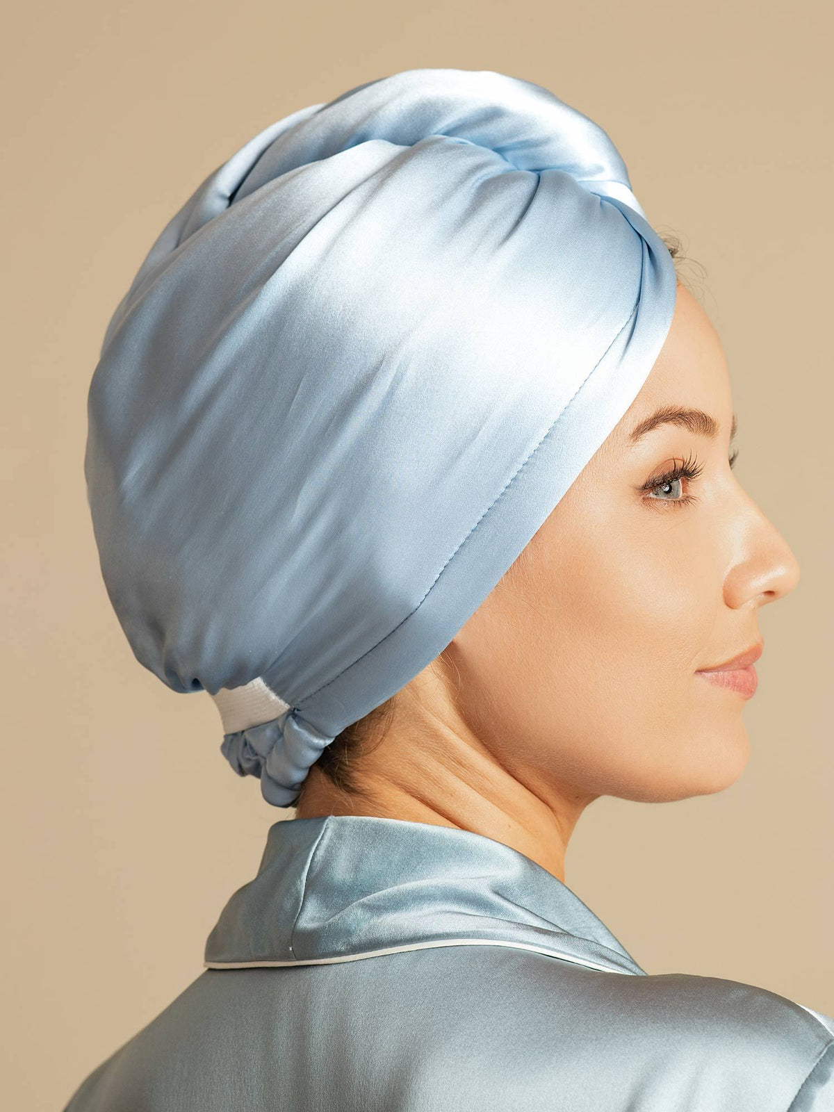 100% Seda de Mora Toalla Turbante Bifásica para el Cabello – Secado Rápido, Anti-Frizz & Suave con el Cabello