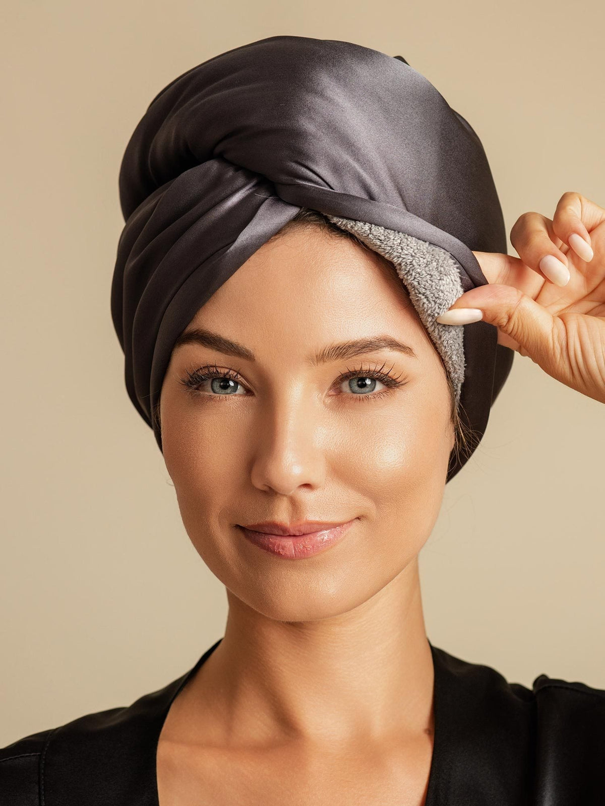 100% Seda de Mora Toalla Turbante Bifásica para el Cabello – Secado Rápido, Anti-Frizz & Suave con el Cabello