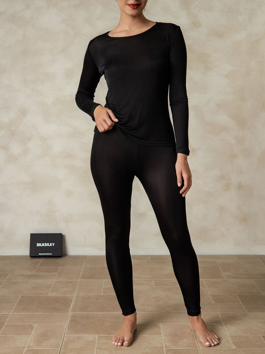 Ropa Interior De Mujer De Manga Larga De Jersey De Seda