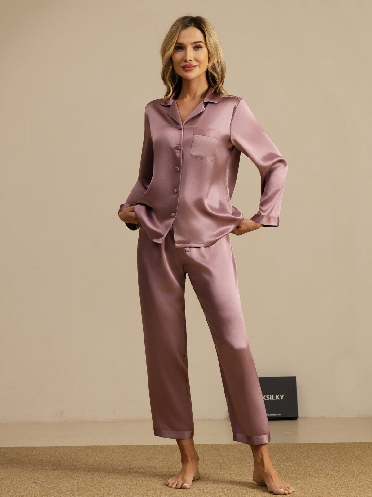 Seda Pura Button Up Pijamas de mujer