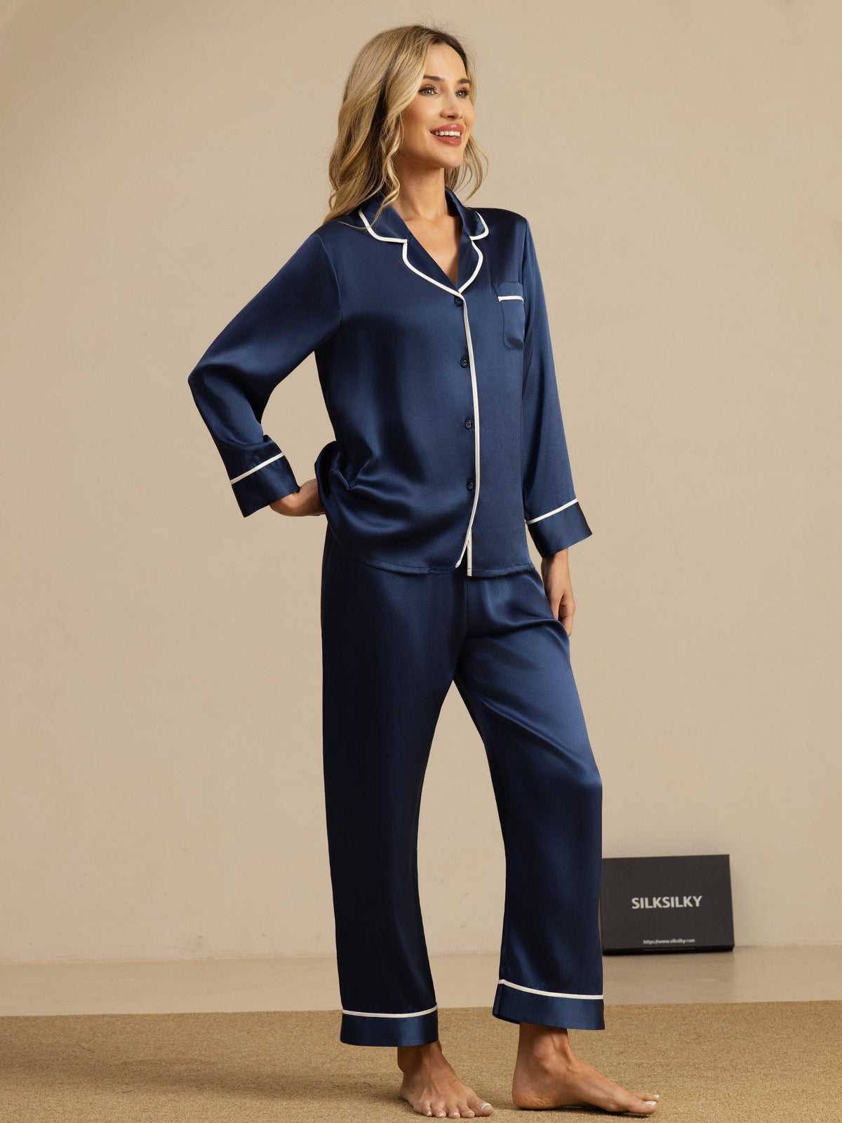 Conjunto de Pijama Clásico de Seda de Morera 100%