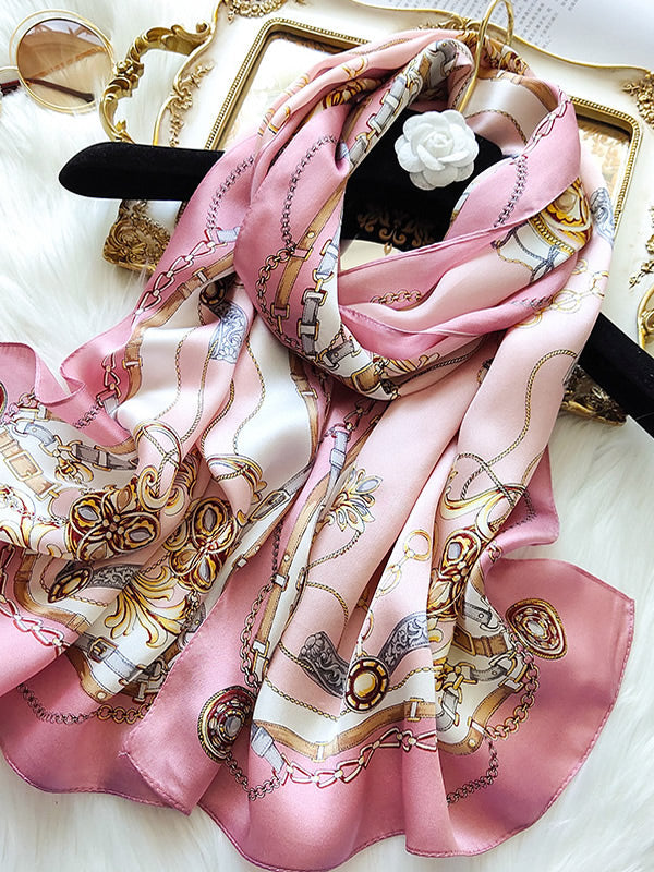 Pañuelo Mantoncillo Rectangular Estampado 100% Seda Morera 170x53cm