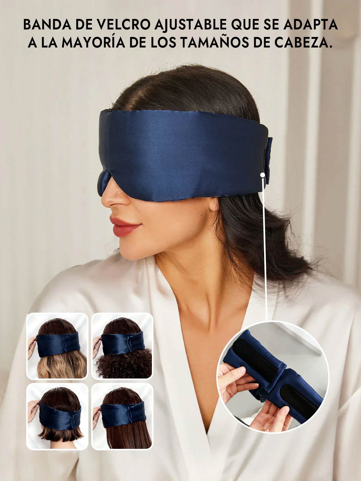 Elegante antifaz para dormir de seda de una pieza