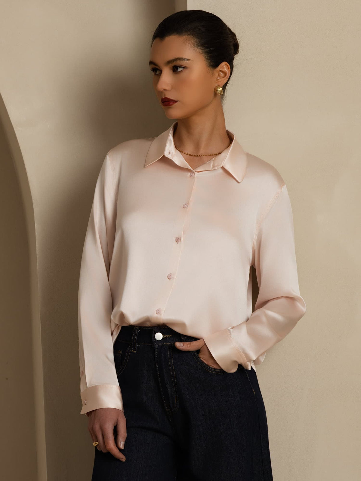 Camisa básica de seda