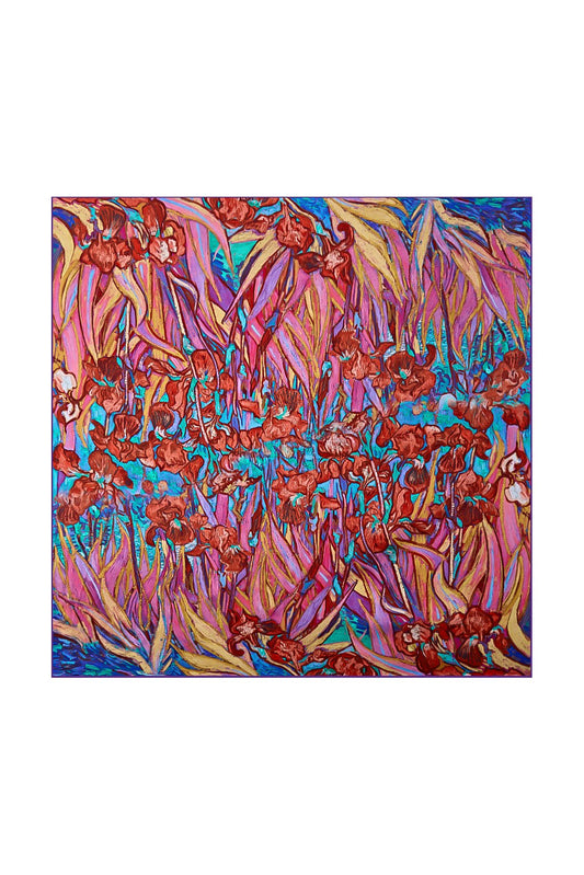 Pañuelo Cuadrado de Seda Pura con Estampado Floral - Tamaño 53x53cm