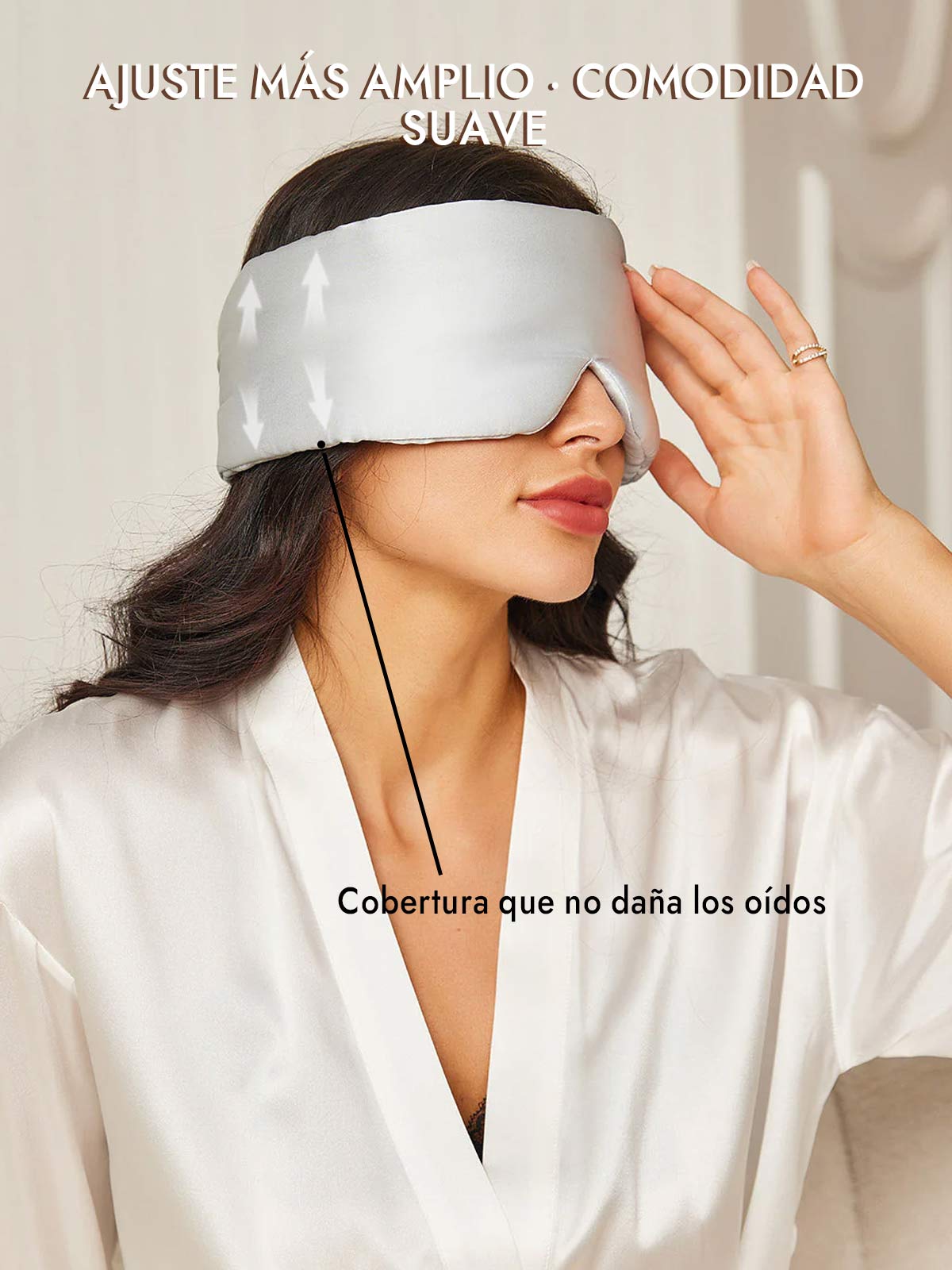 Elegante antifaz para dormir de seda de una pieza