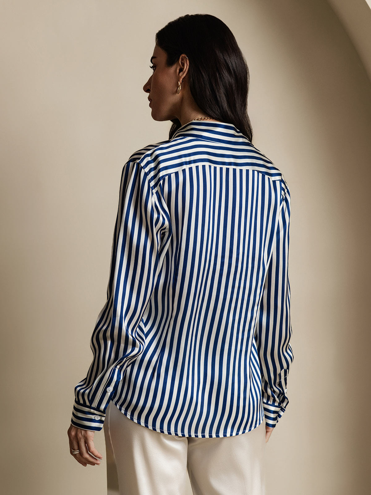19Momme Aurora Cruz Seda con Cuello Básica  Camisa