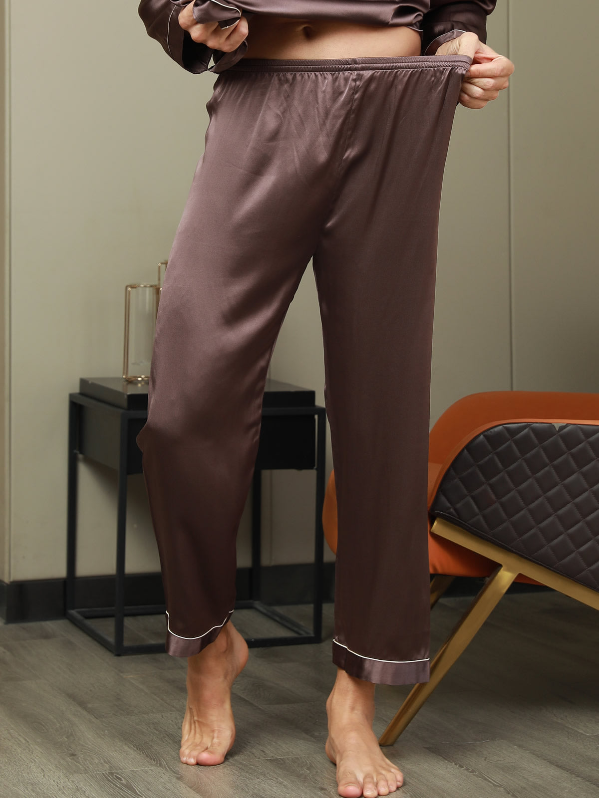 Seda Pura Casual Dormir Pantalones