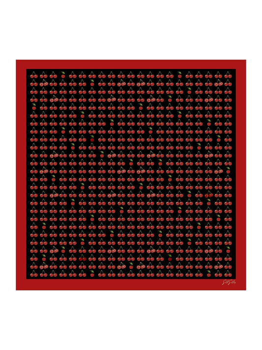 100 Por Ciento Seda De Morera Bufanda Estampado Cereza Tamaño 90x90cm
