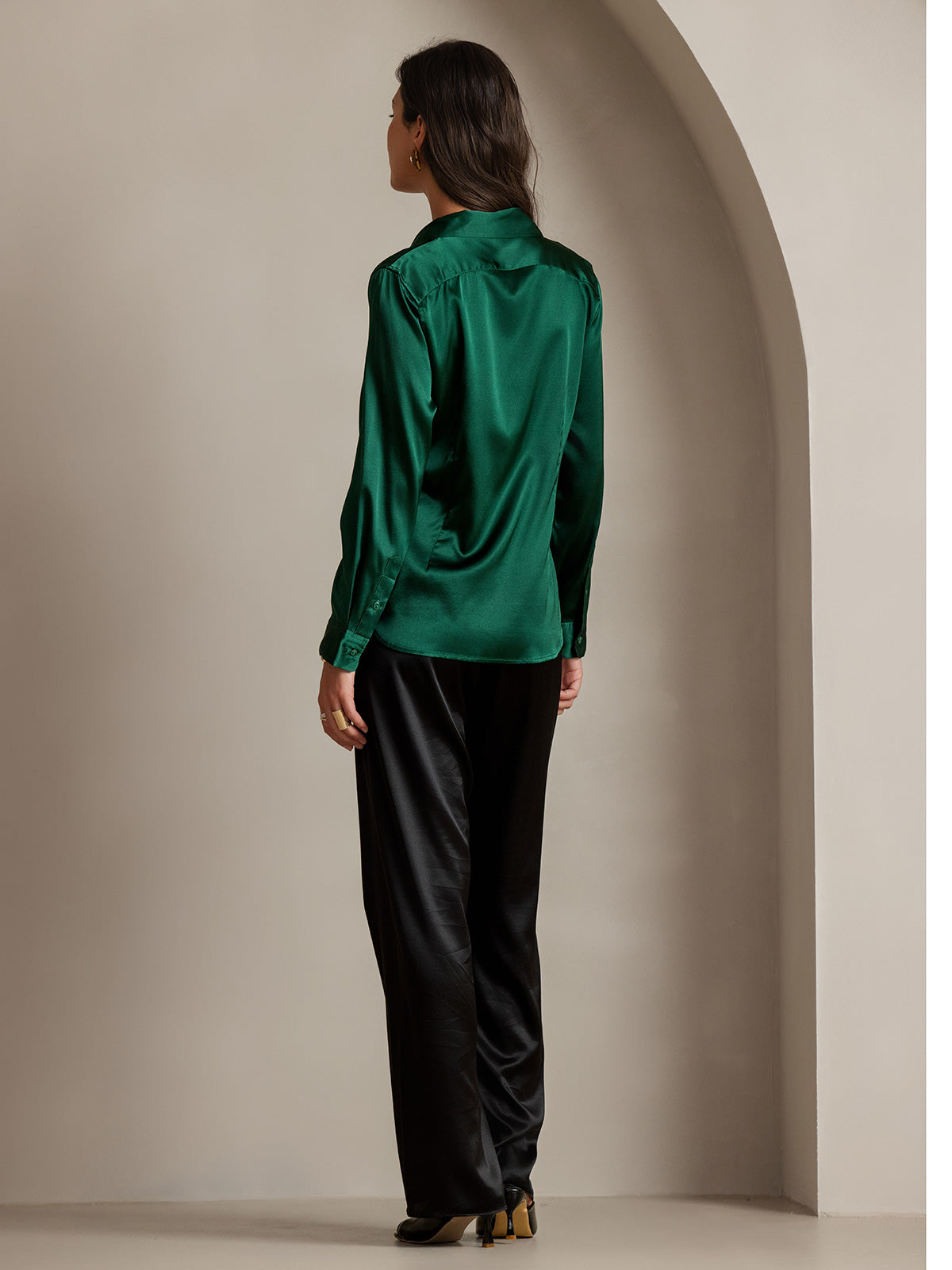 19Momme Aurora Cruz Seda con Cuello Básica  Camisa