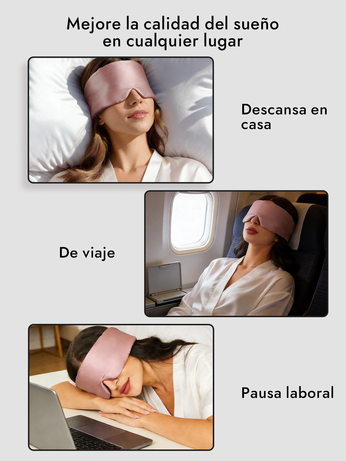 Elegante antifaz para dormir de seda de una pieza