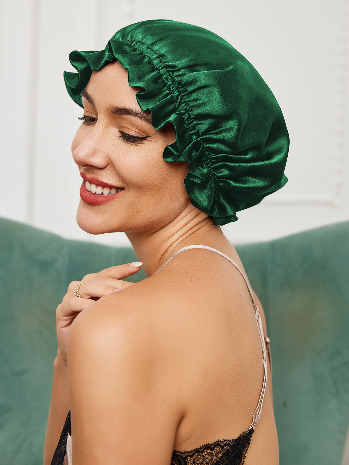 Gorro de doble capa de seda pura con cinta