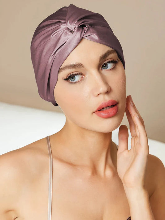 Gorro Aurora Cruz de Pura Seda con Nudo Frontal