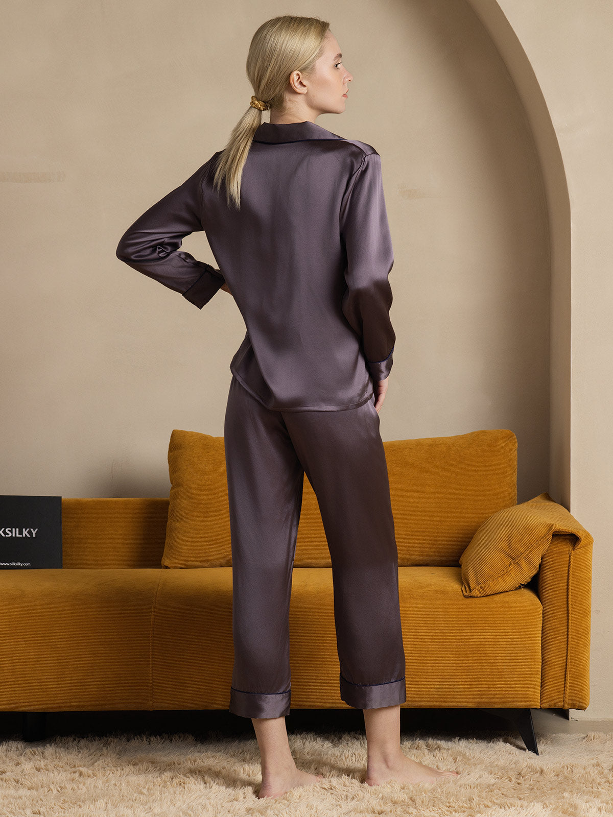 Pijama Clásico De Seda 100% De Morera Para Mujer