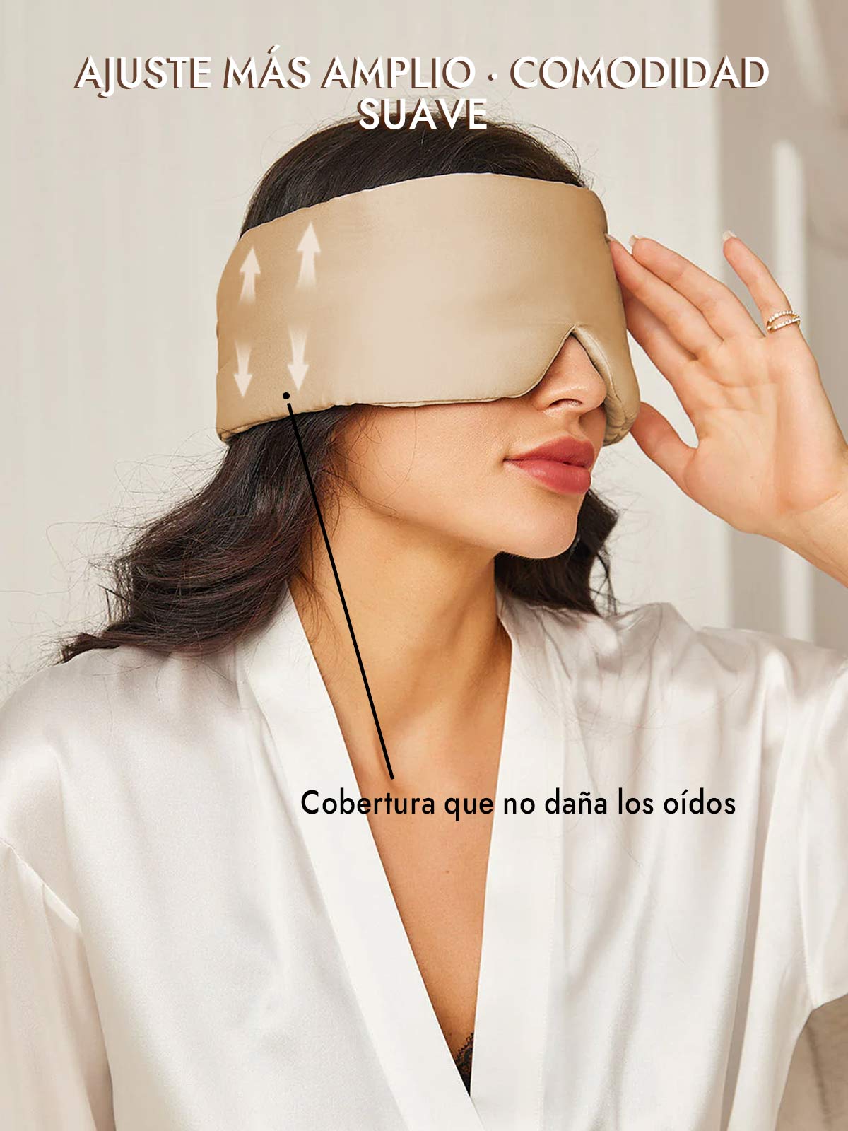 Elegante antifaz para dormir de seda de una pieza