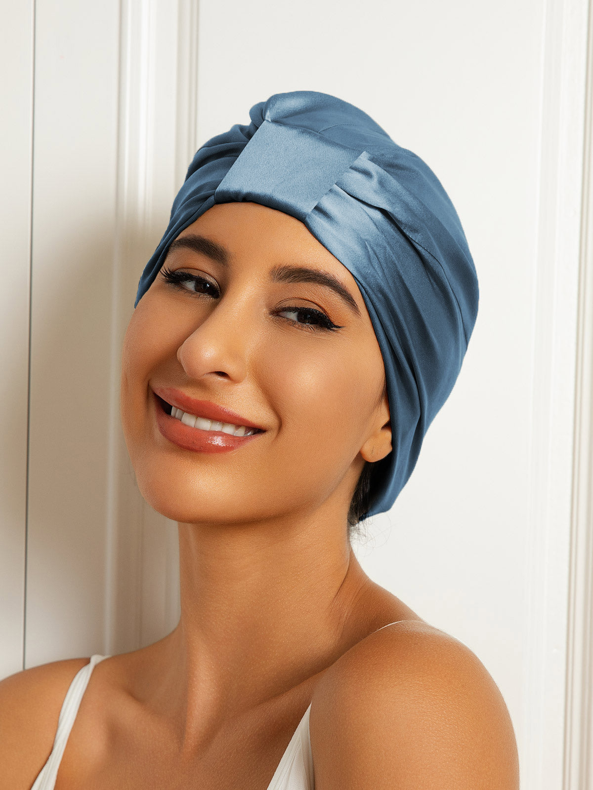 Gorro turbante de noche de doble capa de seda pura