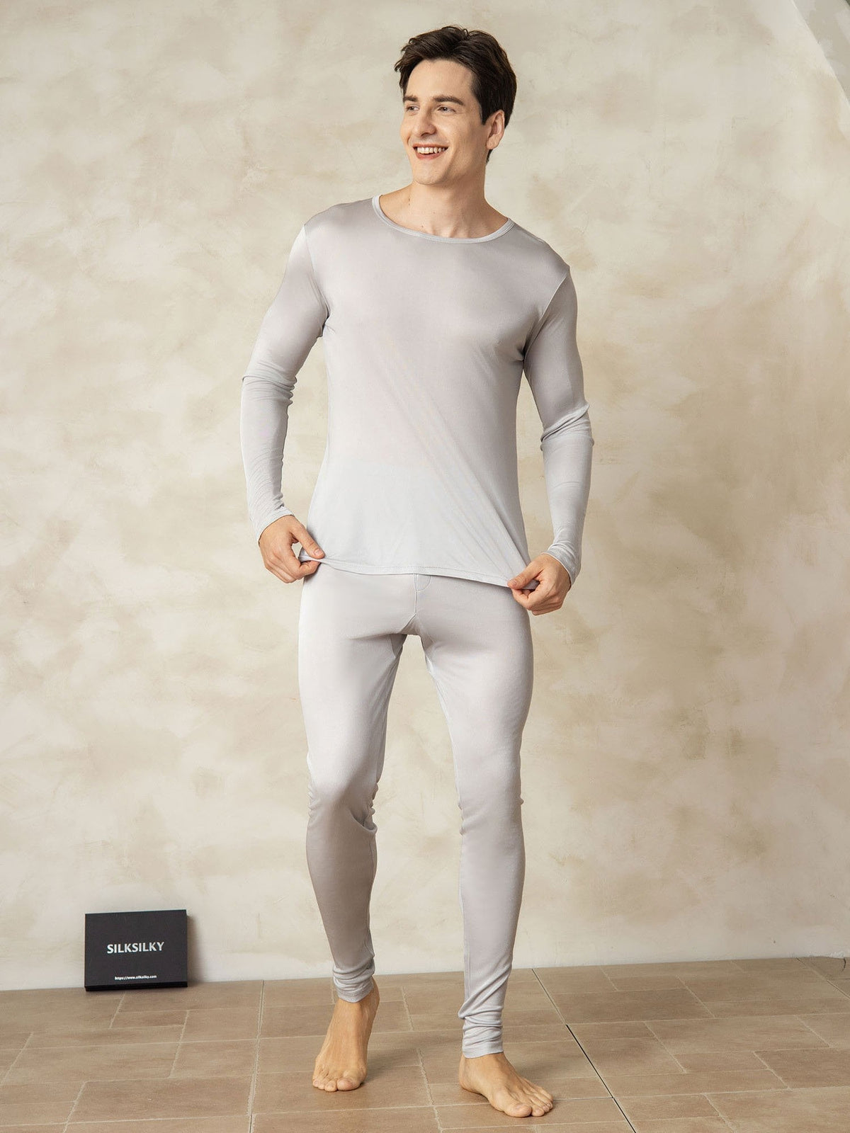 Ropa Interior De Hombre De Manga Larga De Jersey De Seda